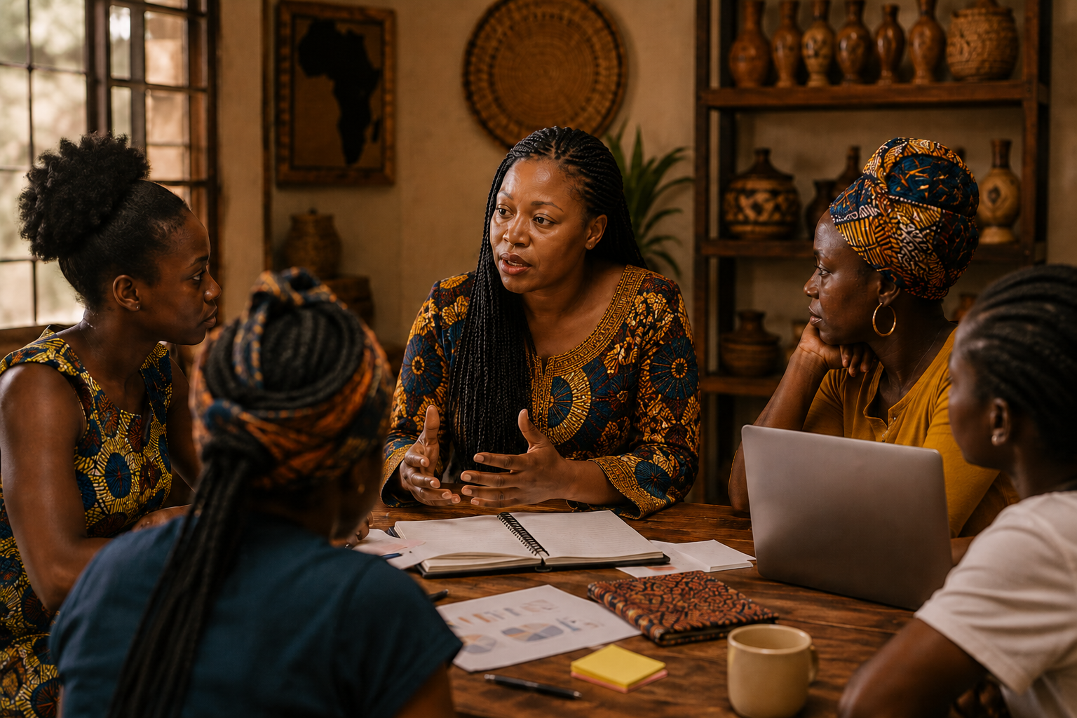 Katherina M. Hopkins leading a team meeting — the moment BASA pivoted into a full development initiative