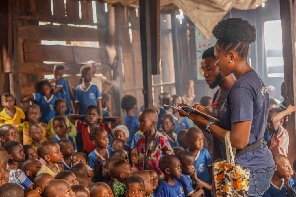 Students at a school feeding program