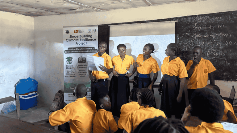 Student presenting during a climate literacy workshop